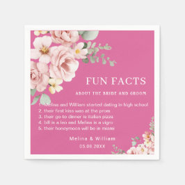 Moderne Roze Bloemen Leuke Feiten Trouwen Servet
