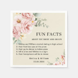 Moderne Roze Bloemen Leuke Feiten Trouwen Servet