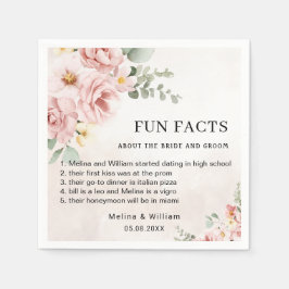 Moderne Roze Bloemen Leuke Feiten Trouwen Servet