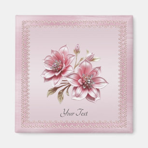 Moderne Roze Bloemen Magneet