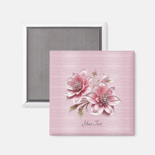 Moderne Roze Bloemen Magneet (Voorkant / Achterkant)