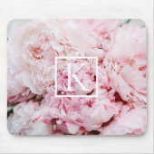 Moderne roze bloemen monogram Muismat (Voorkant)