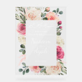 Moderne Roze Bloemen Moslim Islamitische Welkom In Acryl Bord (Voorkant)