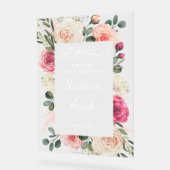 Moderne Roze Bloemen Moslim Islamitische Welkom In Acryl Bord (Hoek)