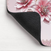 Moderne Roze Bloemen Muismat (Hoek)