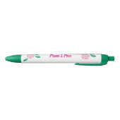 Moderne Roze Bloemen Naam Zwarte Inkt Pen (Bodem)