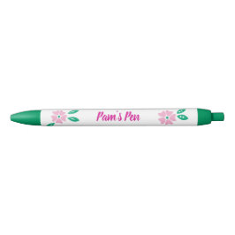 Moderne Roze Bloemen Naam Zwarte Inkt Pen