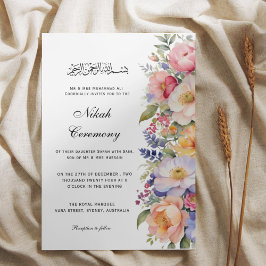 Moderne Roze Bloemen Nikah Moslim Uitnodiging