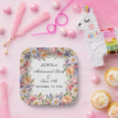 Moderne Roze Bloemen Nikah Moslim Uitnodiging Papieren Bordje (Feest)