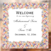 Moderne Roze Bloemen Nikah Moslim Uitnodiging Raamsticker (Vel 2)