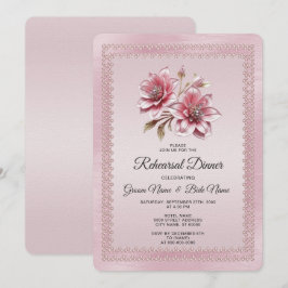 Moderne Roze Bloemen Oefenavondeten Kaart