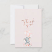 Moderne Roze Bloemen Oh Meisje Olifant Baby shower Bedankkaart (Achterkant)
