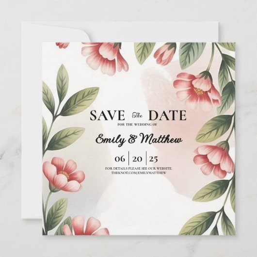 Moderne Roze Bloemen Ontwerper Bewaar De Datum Save The Date (Voorkant)
