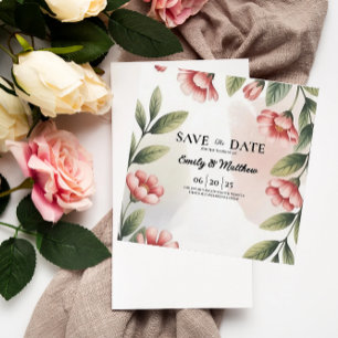 Moderne Roze Bloemen Ontwerper Bewaar De Datum Save The Date
