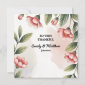 Moderne Roze Bloemen Ontwerper Dank u kaart (Voorkant)