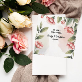 Moderne Roze Bloemen Ontwerper Dank u kaart