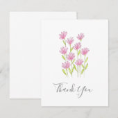 Moderne roze bloemen Pen en Waterverf Bedankkaart (Voorkant / Achterkant)