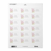 Moderne roze bloemen Pen en Waterverf Etiket (Full Sheet)