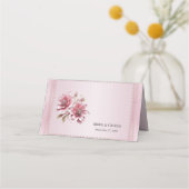 Moderne Roze Bloemen Place Card Plaatskaartje (Achterkant)