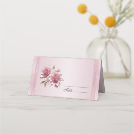 Moderne Roze Bloemen Place Card Plaatskaartje