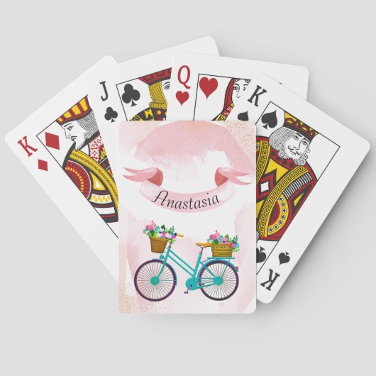 Moderne Roze Bloemen Pokerkaarten (Achterkant)