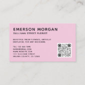Moderne roze bloemen QR Code Florist Visitekaartje (Achterkant)