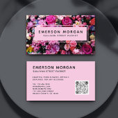 Moderne roze bloemen QR Code Florist Visitekaartje