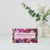 Moderne roze bloemen QR Code Florist Visitekaartje (Staand voorkant)