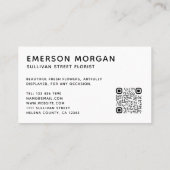 Moderne roze bloemen QR Code Florist Visitekaartje (Achterkant)