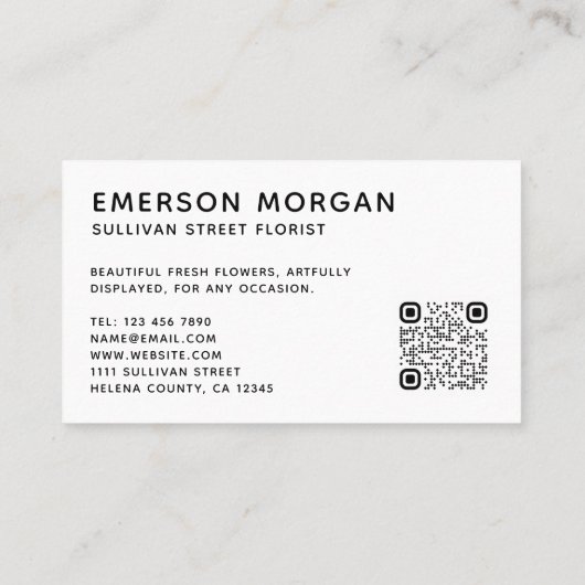 Moderne roze bloemen QR Code Florist Visitekaartje (Achterkant)