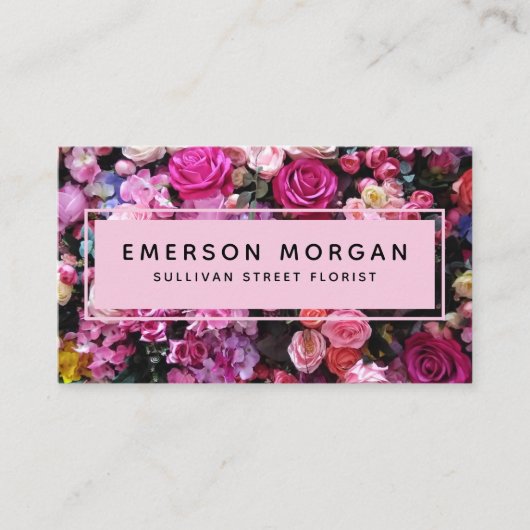 Moderne roze bloemen QR Code Florist Visitekaartje (Voorkant)