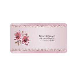 Moderne Roze Bloemen Retouradres Label