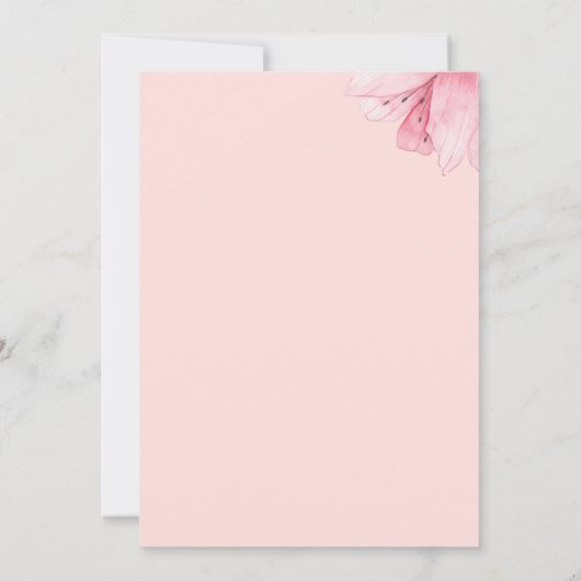 Moderne Roze Bloemen Romance bruiloft Save The Date (Achterkant)