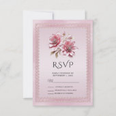 Moderne Roze Bloemen RSVP Kaart (Voorkant)