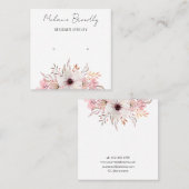 Moderne Roze Bloemen Sieraden Oorbel Display Vierkante Visitekaartje (Voorkant / Achterkant)