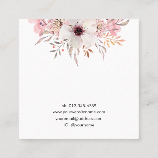 Moderne Roze Bloemen Sieraden Oorbel Display Vierkante Visitekaartje (Achterkant)