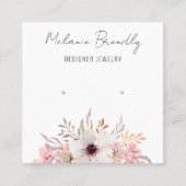 Moderne Roze Bloemen Sieraden Oorbel Display Vierkante Visitekaartje (Voorkant)