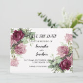 Moderne roze bloemen sparen de Kaart van de Uitnod (Staand voorkant)