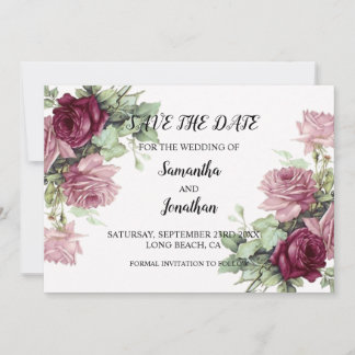 Moderne roze bloemen sparen de Kaart van de Uitnod