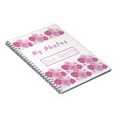 Moderne Roze Bloemen Spiraal Foto Notitieboek (Rechterzijde)