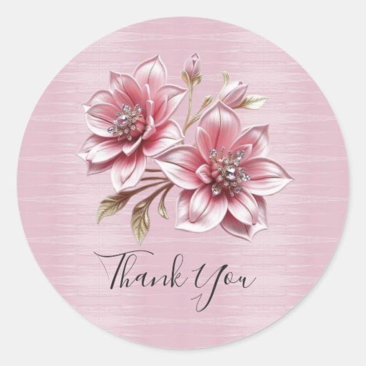 Moderne Roze Bloemen Sticker (Voorkant)