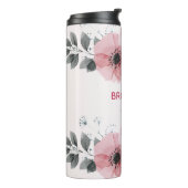 Moderne roze bloemen thermosbeker (Gedraaid links)