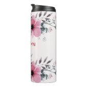 Moderne roze bloemen thermosbeker (Geroteerd rechts)