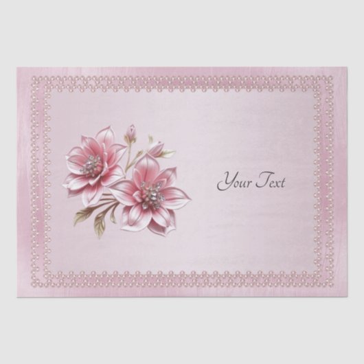Moderne Roze Bloemen Tissuepapier (Voorkant)
