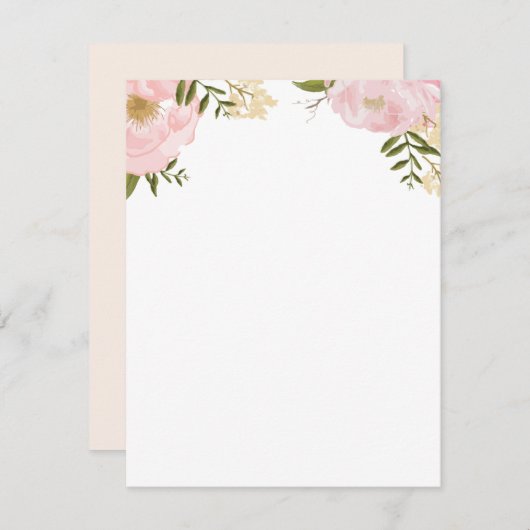 Moderne  Roze Bloemen Trouwinformatie Informatiekaartje (Voorkant / Achterkant)