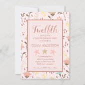 Moderne Roze Bloemen Verjaardag Uitnodiging (Voorkant)