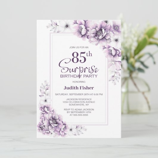 Moderne Roze Bloemen Verrassing 85ste Verjaardagsf Kaart (Staand voorkant)