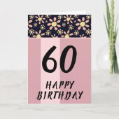 Moderne roze bloemen Vrouw 60e verjaardag Kaart (Voorkant)