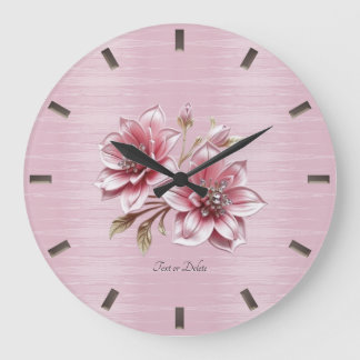 Moderne Roze Bloemen Wandklok