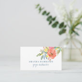 Moderne roze bloemen Waterverf Visitekaartje (Staand voorkant)